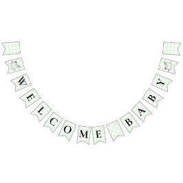 Rocking Hors Green Gingham Baby Shooting Bunting Wimpelkette