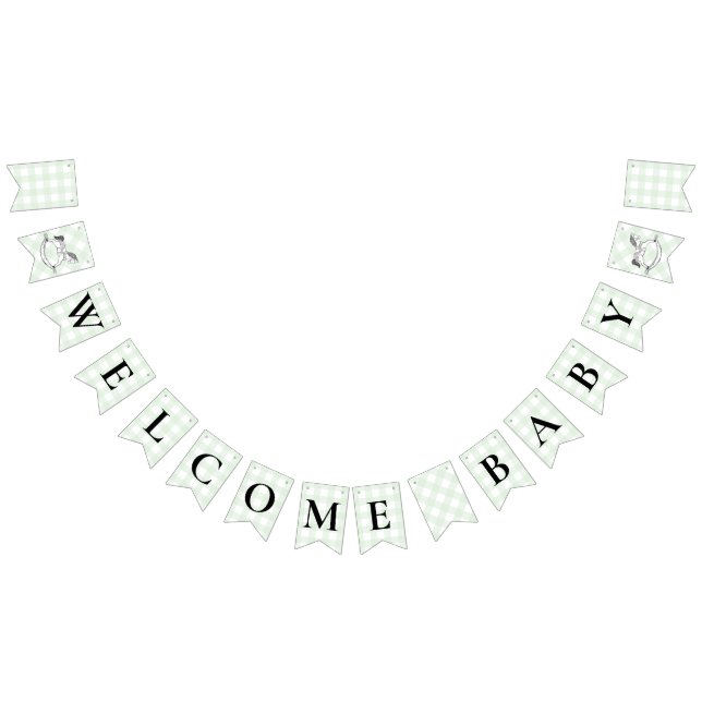 Rocking Hors Green Gingham Baby Shooting Bunting Wimpelkette (Alle)