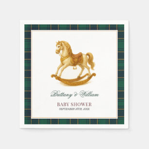 Rocking Horse Baby Dusche Elegante Tartan Kariert Serviette