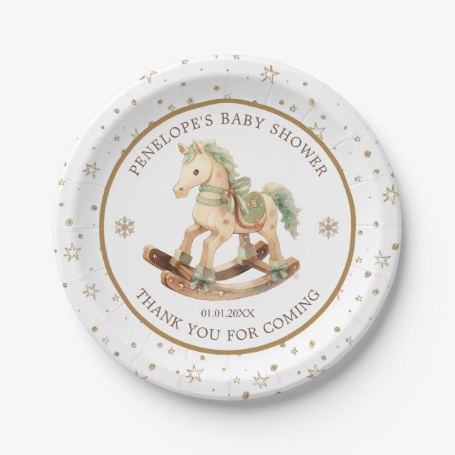 Rocking Horse Baby Dusche Vielen Dank Pappteller (Vorderseite)