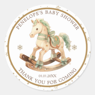 Rocking Horse Baby Dusche Vielen Dank Runder Aufkleber