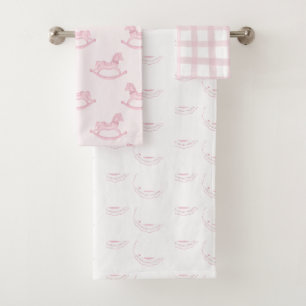 Rocking Horse Baby Girl Personalisiert Badhandtuch Set