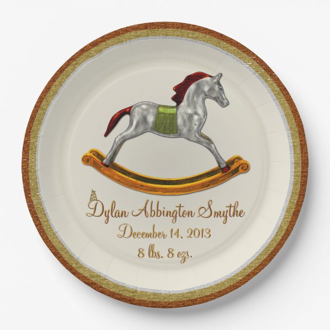 Rocking Horse Baby (Personalisiert) Pappteller (Vorderseite)