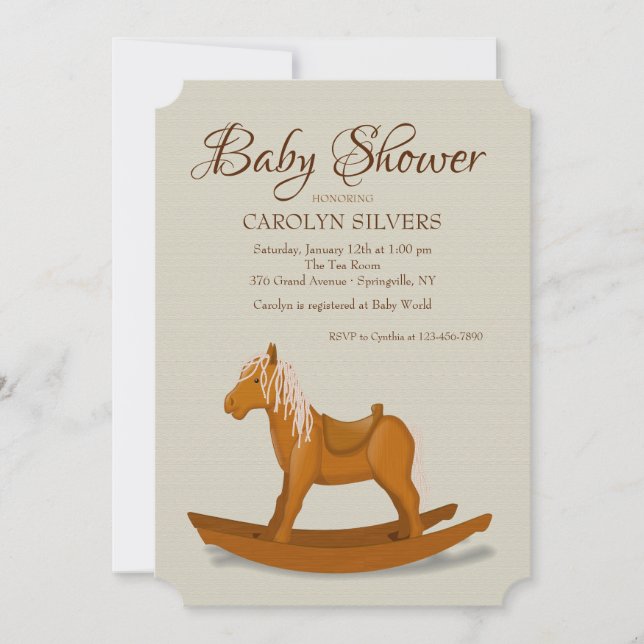 Rocking Horse Baby Shower Einladung (Vorderseite)