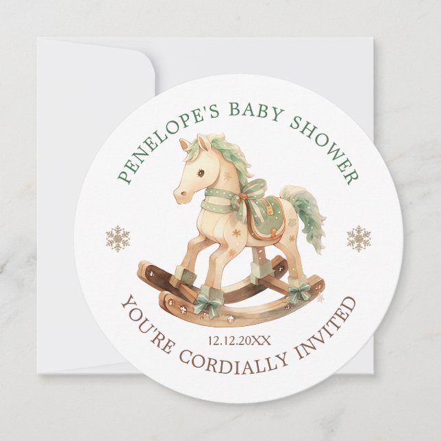 Rocking Horse Baby Shower Einladung (Vorderseite)