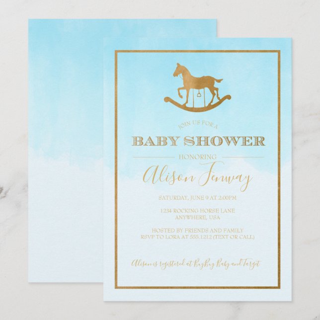 Rocking Horse Baby Shower Einladung (Vorne/Hinten)