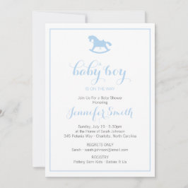 Rocking Horse Baby Shower Einladung Blau