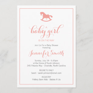 Rocking Horse Baby Shower Einladung Koralle