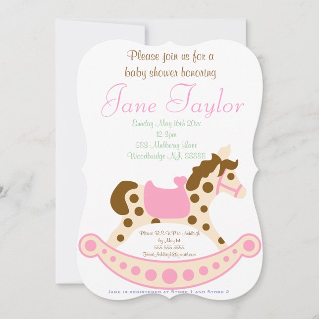 Rocking Horse Baby Shower Einladungen (Vorderseite)