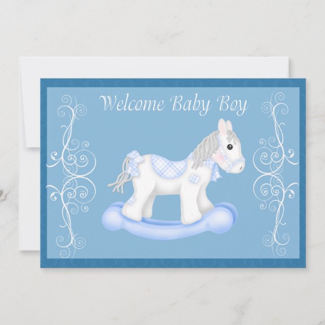 Rocking Horse Baby Shower Invitation (Boy) Einladung (Vorderseite)
