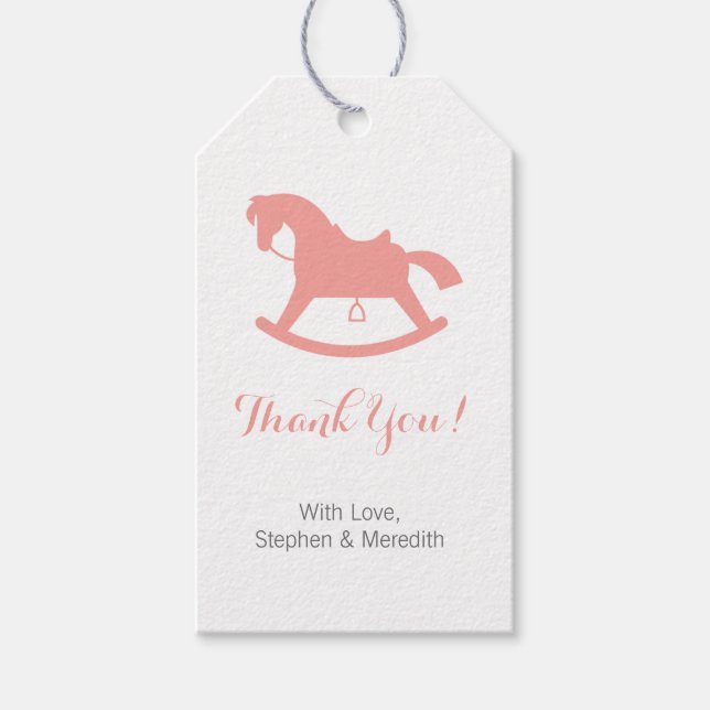 Rocking Horse Baby Shower Personalisierte Geschenk Geschenkanhänger (Vorderseite)