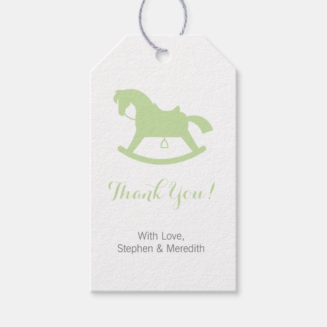 Rocking Horse Baby Shower Personalisierte Geschenk Geschenkanhänger (Vorderseite)