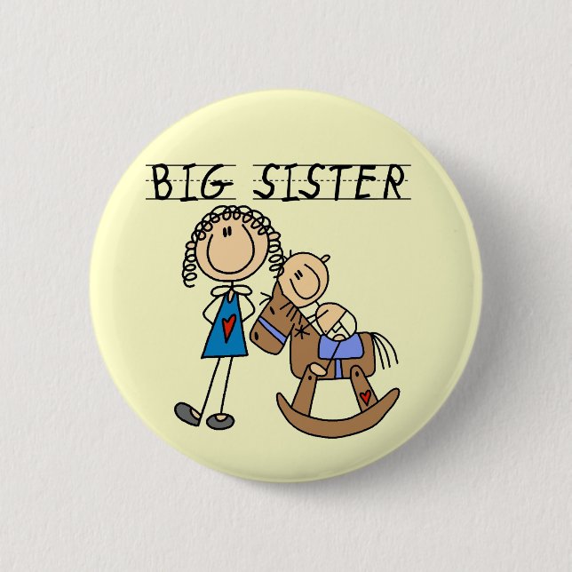 Rocking Horse Big Sister T - Shirt und Geschenke Button (Vorderseite)