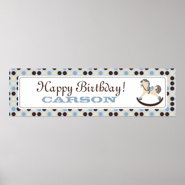 Rocking Horse Birthday Banner Boy Poster (Vorne)