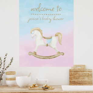 Rocking Horse Bleu rose Genre Affiche de bienvenue