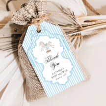 Rocking Horse Blue Baby Shower Thank You