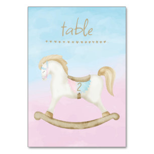 Rocking Horse Blue Pink Gender Baby Tischnummer