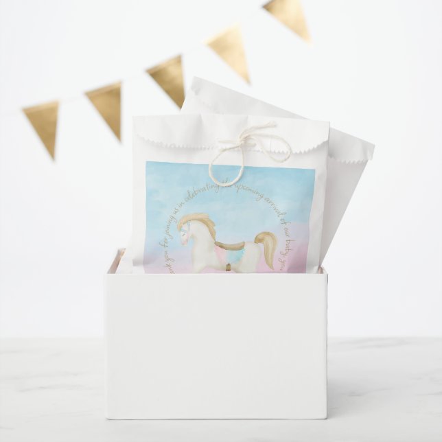 Rocking Horse Blue Pink Gender Neutral Baby Dusche Geschenktütchen (Party)