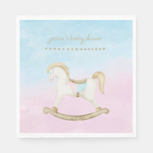 Rocking Horse Blue Pink Gender Neutral Baby Dusche Serviette