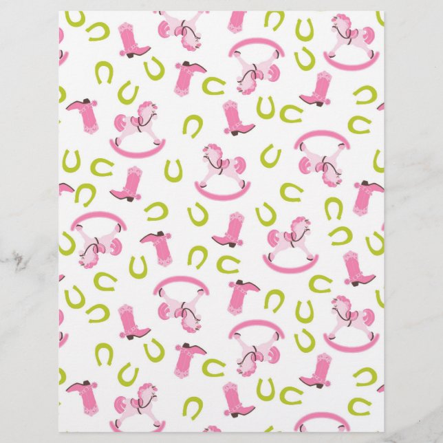 Rocking Horse Girl Zweiseitiges Scrapbook Papier (Vorderseite)