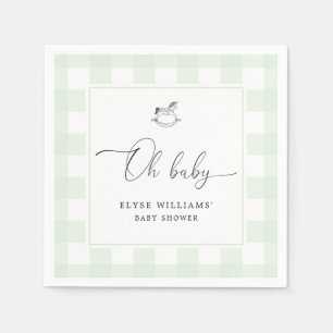 Rocking Horse Green Gingham Oh Baby Paper Napkin Serviette