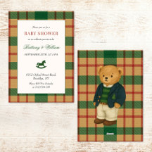 Rocking Horse Holiday Plaid Baby Shower 