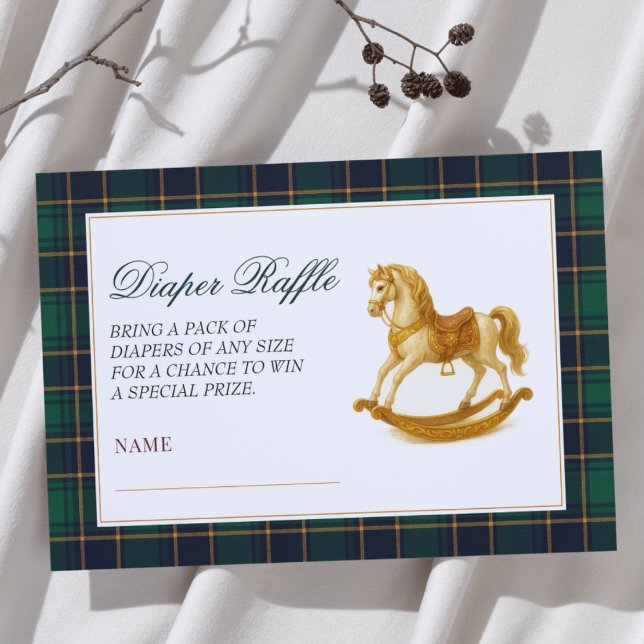 Rocking Horse Kariert Baby Shower Diaper Raffle Begleitkarte (Von Creator hochgeladen)