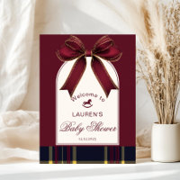 Rocking Horse Luxury Gold Bow Burgundy Willkommen