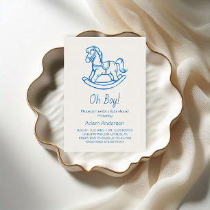 Rocking Horse Oh Boy Baby Dusche   Elegant und Nie Einladung