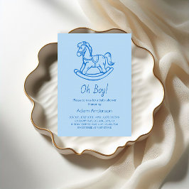 Rocking Horse Oh Boy Baby Dusche | Elegant und Nie Einladung