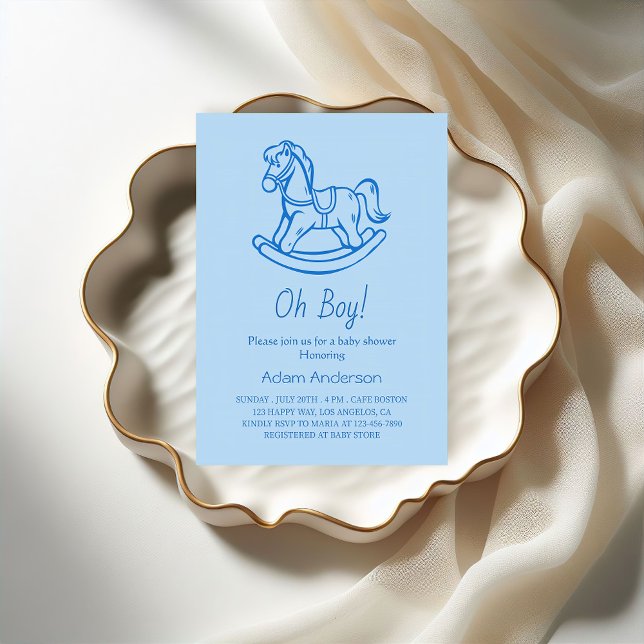 Rocking Horse Oh Boy Baby Dusche | Elegant und Nie Einladung (Von Creator hochgeladen)