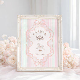 Rocking Horse Pink Baby Shower Cards and Gifts Poster