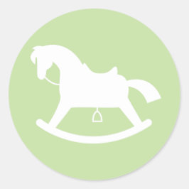 Rocking Horse Silhouette Baby Shower Aufkleber Grü