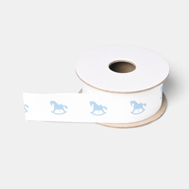 Rocking Horse Silhouette Ribbon Blue Ripsband (Spule)