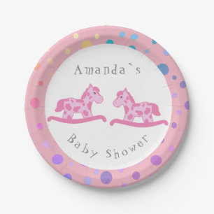 Rocking Horse Twin Girl Baby Shower Party Pappteller
