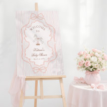 Rocking Horse Vintage Pink Baby Shower Welcome