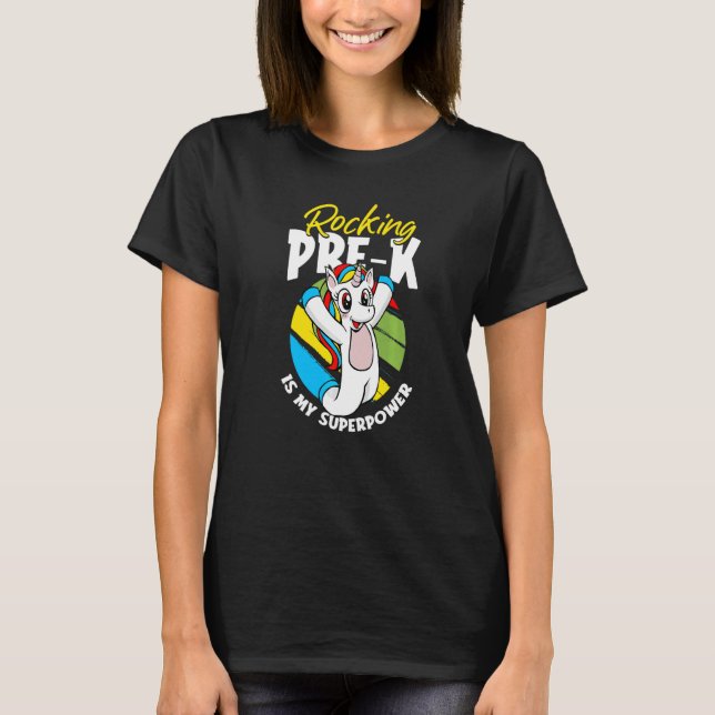 Rocking Pre K Back to School Unicorn Pre-Kindergar T-Shirt (Vorderseite)