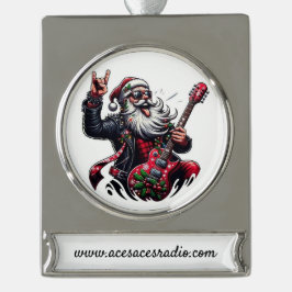 ROCKING SANTA Banner Ornament