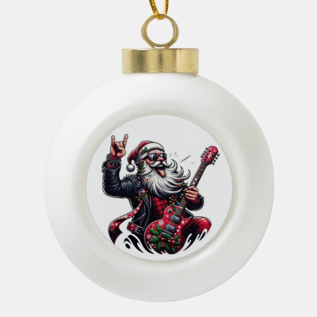 ROCKING SANTA Snowflake Framed Ornament (Vorderseite)