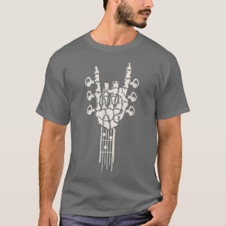 Rocking Skeletter Gitarre Kopf Stock Rock Roll Mus T-Shirt