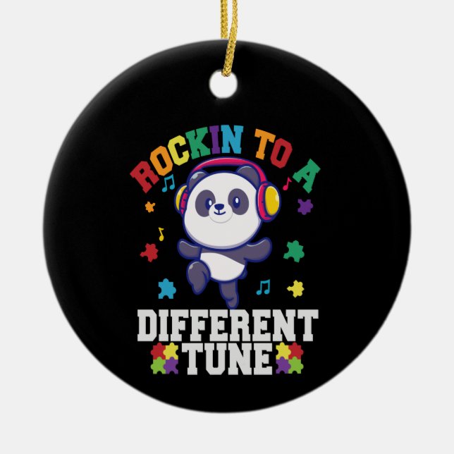 Rocking zu einem anderen Niedlichen Panda Autismus Keramik Ornament (Vorne)