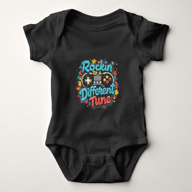Rocking zu einem anderen Tune Gaming Pad Autismus Baby Strampler (Vorderseite)