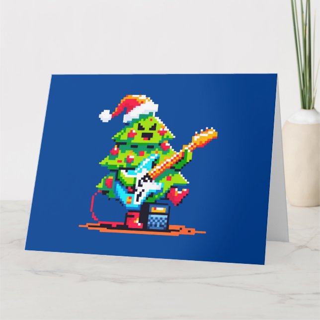 Rockins Weihnachtsbaum Spaß Pixel Art Holiday Musi Karte (Vorderseite)