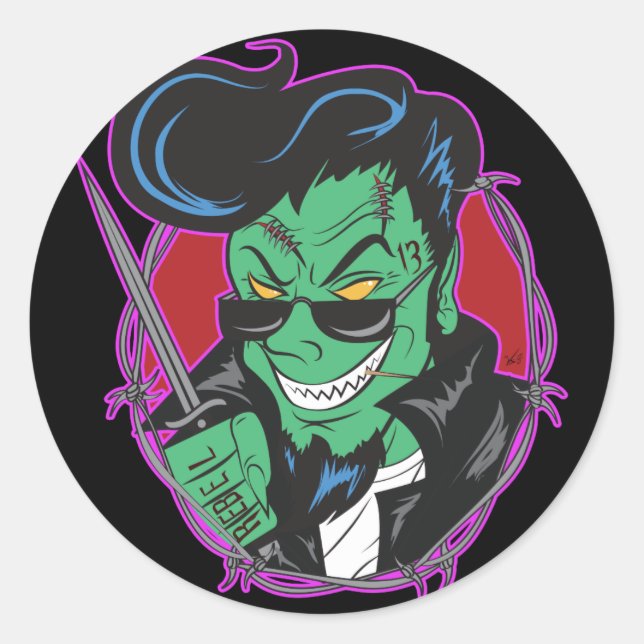 RockitJohnny_UntotGhoulie Runder Aufkleber (Vorderseite)