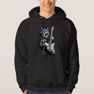 Rockkatze spielt E-Gitarre, cooler Musikliebhaber Hoodie