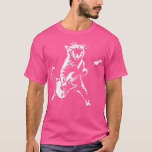 Rockkatze spielt Gitarre - Lustige Gitarrenkatze T-Shirt