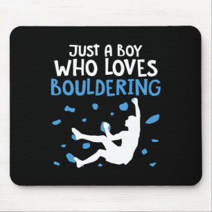 Rockkletterer Männer Nur Ein Junge Der Bouldern Li Mousepad