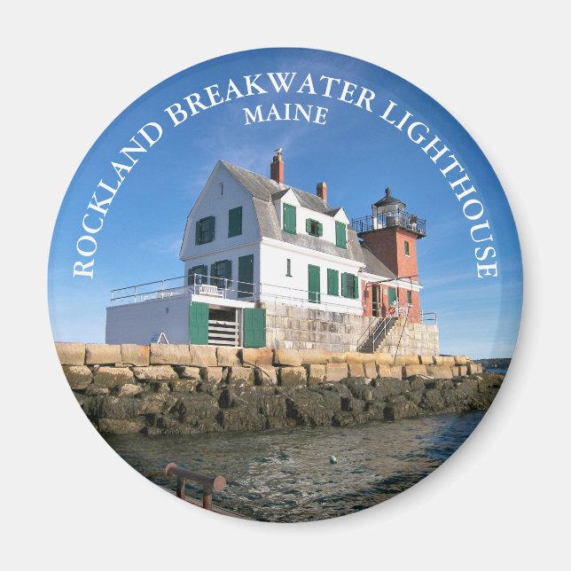 Rockland Breakwater Lighthouse, Maine Round Magnet (Vorne)