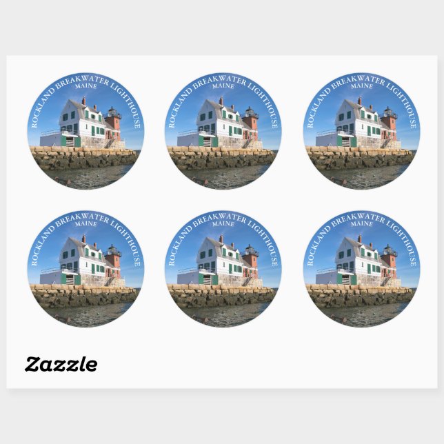 Rockland Breakwater Lighthouse, ME Round Stickers (Blatt)