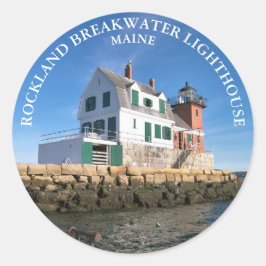 Rockland Breakwater Lighthouse, ME Round Stickers